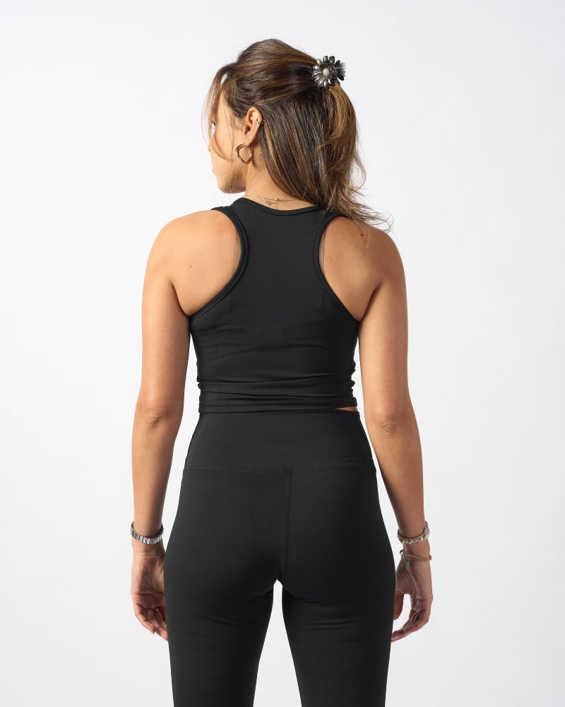 Beyond Women Black Essential Sleeveless Crop Top - Image 3